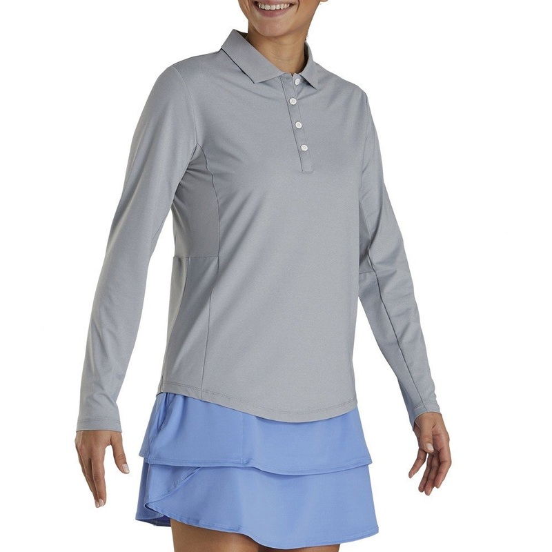 FootJoy Longsleeve Sun Protection Golf Polo Heather Gray – FA21 Women