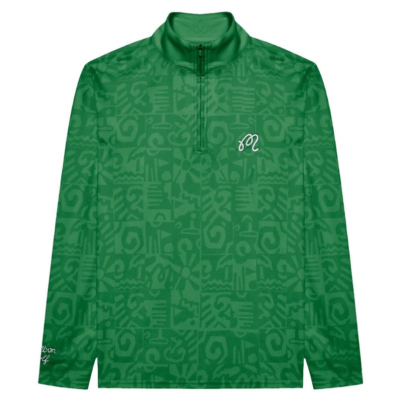 Malbon Capo Performance Quarter Zip Golf Pullover Kelly Green – SS25 Men