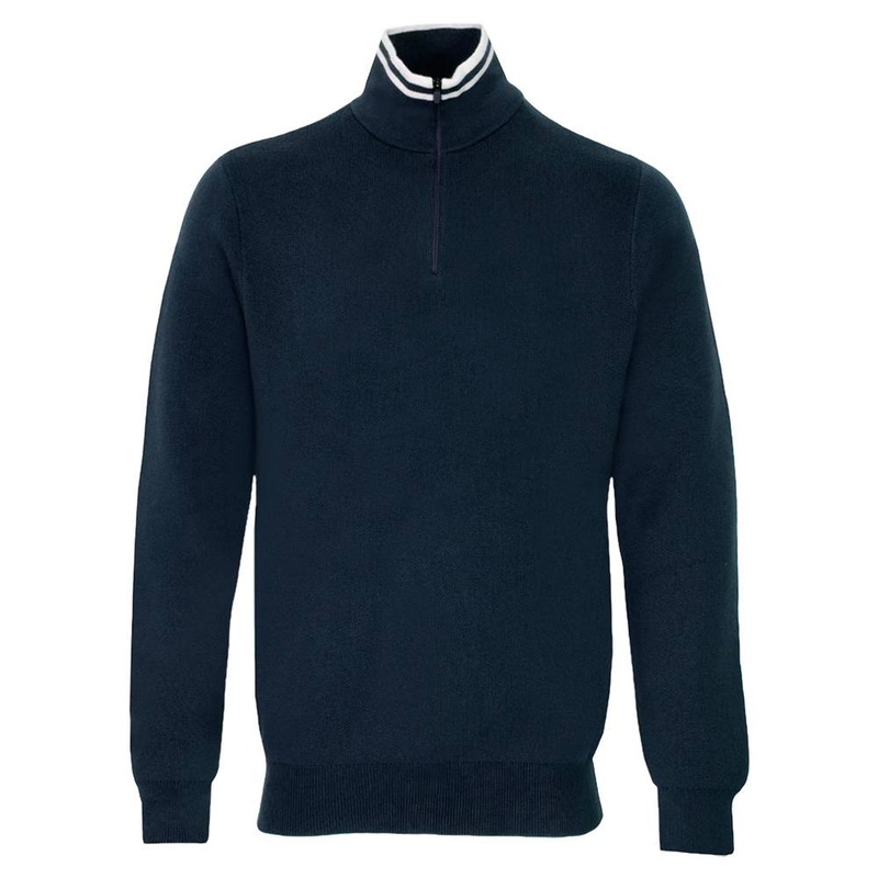 Malbon Evergreen Sorrel Knit 1/4 Zip Golf Pullover Navy – FW24 Men