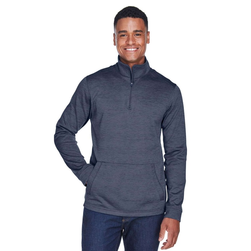 Custom Logo Devon & Jones Newbury Mlange Fleece Quarter-Zip  – Mens