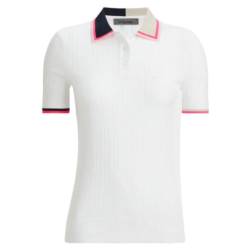 Gfore Cotton Blend Ribbed Shortsleeve Golf Polo Snow – FA24 Women