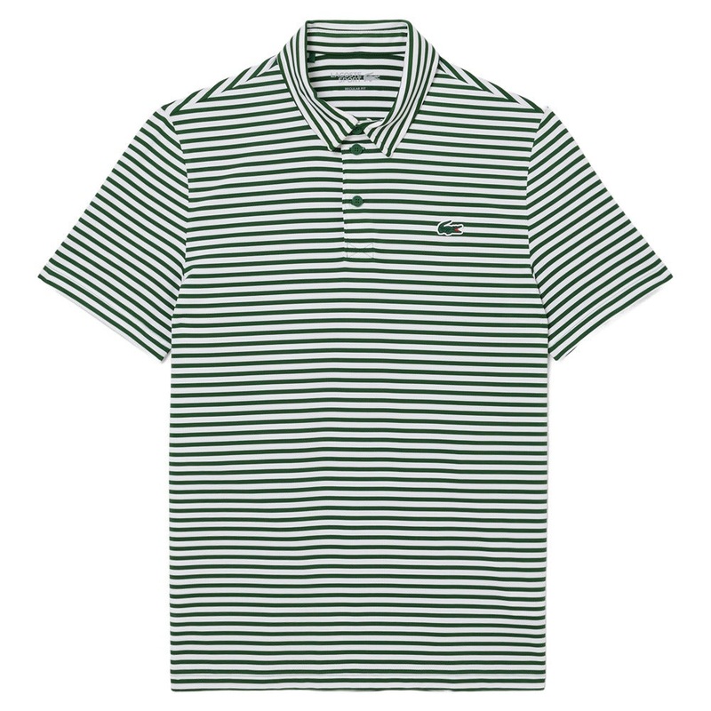 Lacoste Regular Fit UV Protect Golf Polo Green/White – SS25 Men