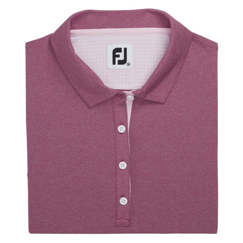 FootJoy Sleeveless Houndstooth Trim Pique Golf Polo Fig Heather – SS22 Women