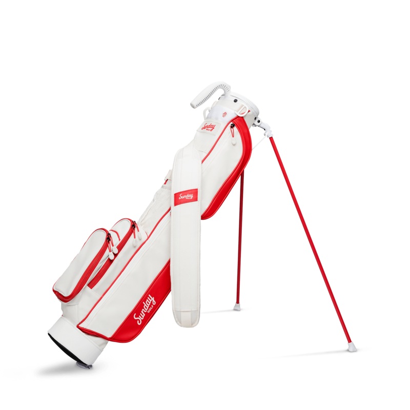 Sunday Golf The Loma | Red & Off-White Par 3 Bag