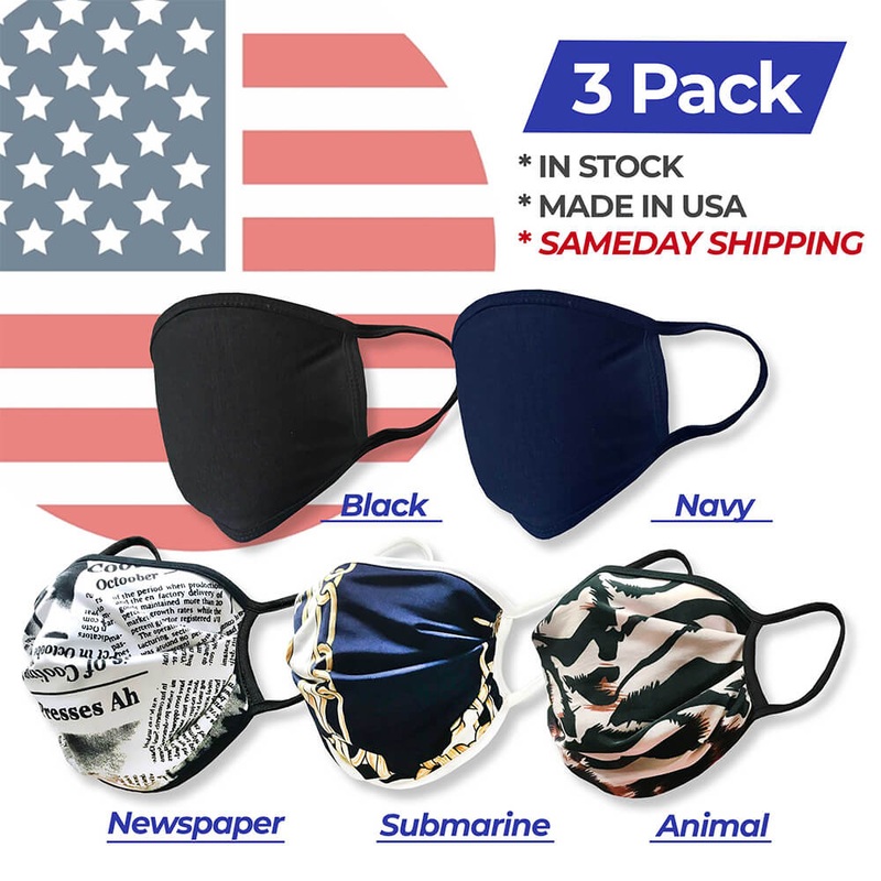 Golfio – Washable Fashion Double Layer Fabric Face Mask – 3 Pack Made in USA