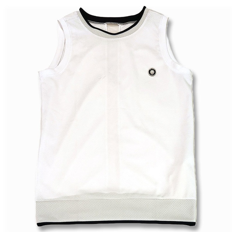 Golfio – BG Golf Plain Logo Round Neck Golf Vest White – SS24 Women