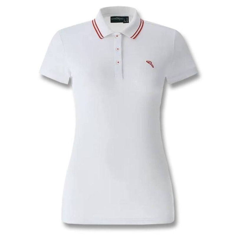 Chervo Altalena Golf Polo Optic White/Bubble Gum Pink – SS22 Women