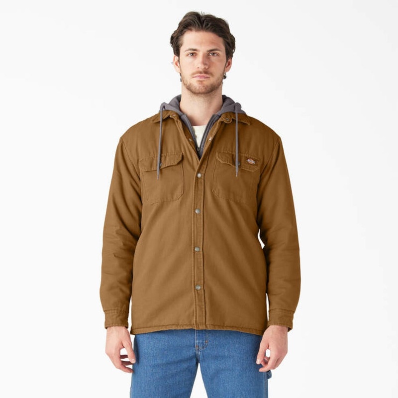 Dickies Men’s Water Repellent Duck Hooded Shirt Jacket