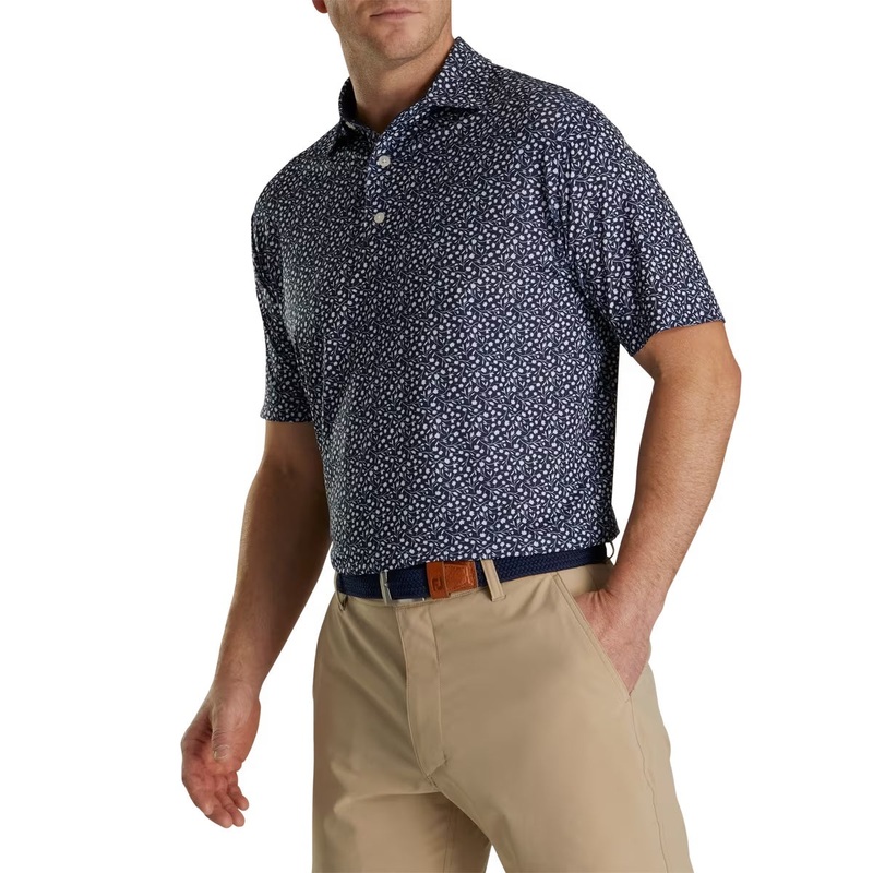 Footjoy Lisle Tossed Tulips Self Collar Polo 2023