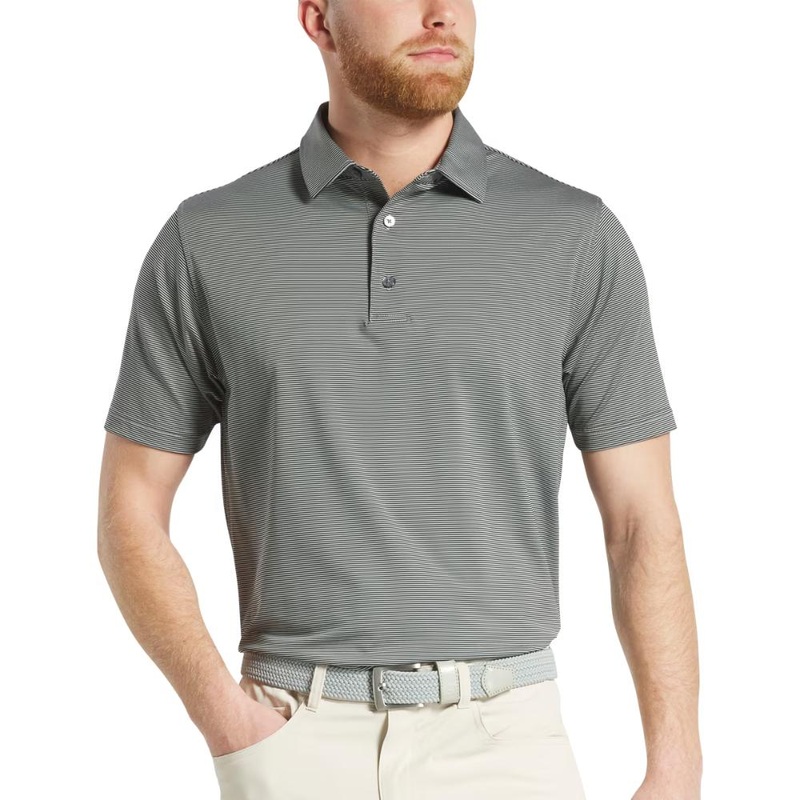 FootJoy Men’s Microfeeder Stripe Black/Grey Polo 25