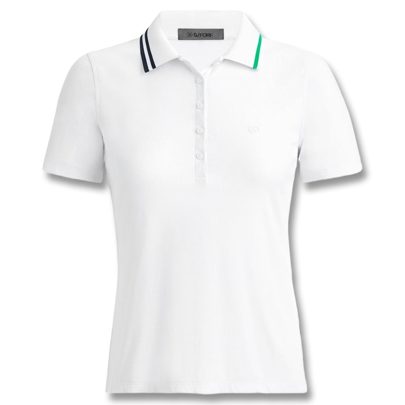 Gfore Contrast Collar Ribbed Tech Nylon Golf Polo Snow – FA24 Women