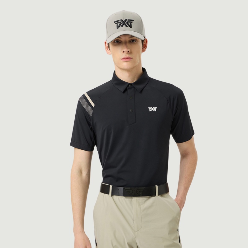 PXG KOREA MEN SUMMER SHOULDER POINT PERFORATED SHORT-SLEEVE