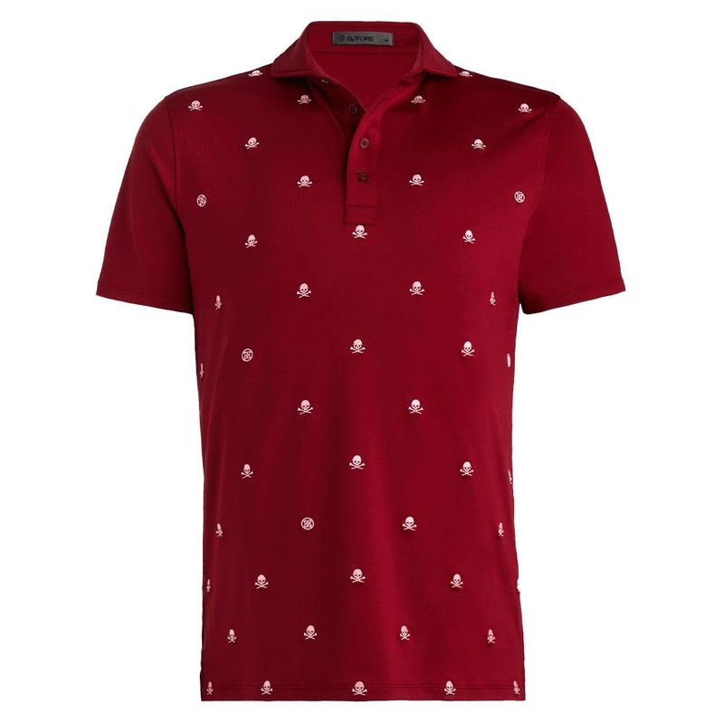 Gfore Embroidered Skull & Tees Tech Jersey Golf Polo Rhubarb – SP24 Men