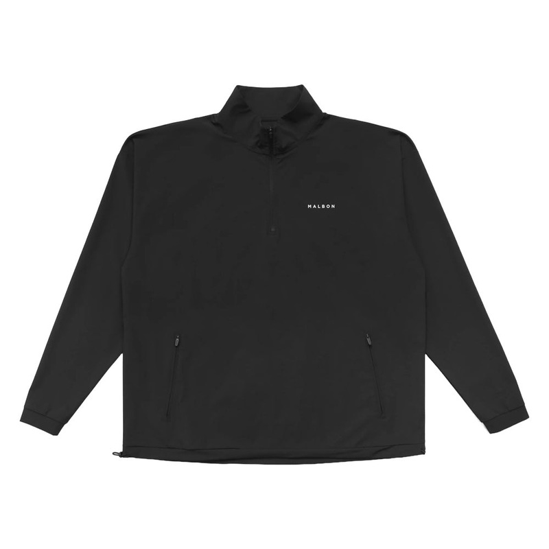 Malbon Performance Quarter Zip Shell Golf Pullover Black – SP24 Men