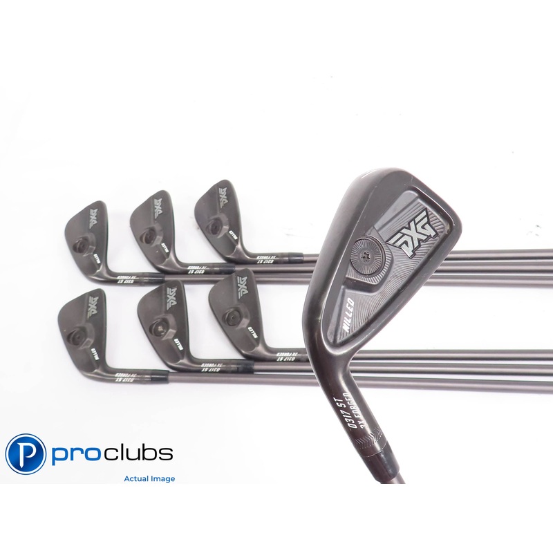 Left Handed PXG 0317ST Black 4-PW IRON SET Steelfiber Stiff Flex Graphite 432936