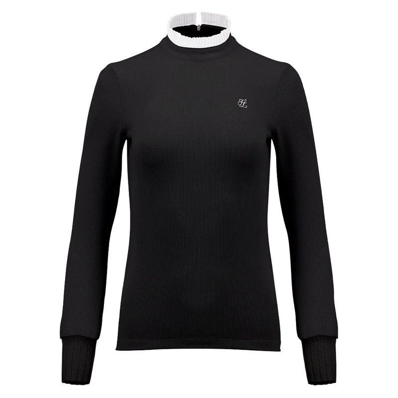 Fairliar Half High-Neck Ruffle Golf Mock Black – FW23 Women