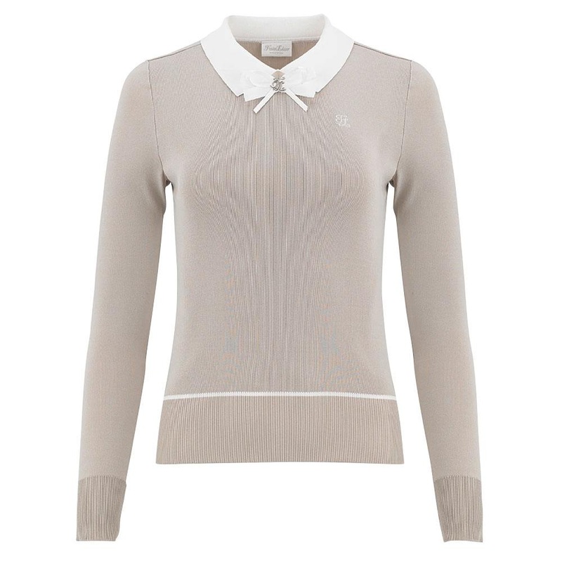 Fairliar Ribbon Collar Point Knit Golf Polo 2023 Women