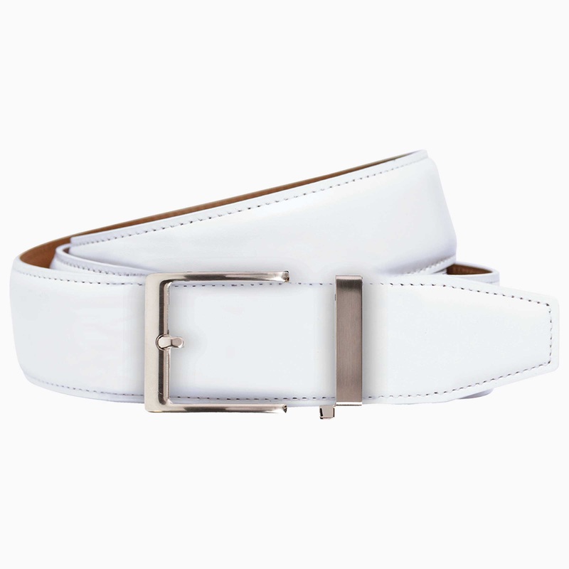 Smooth White Dress Ratchet Belt 1.575″ Strap [40mm]