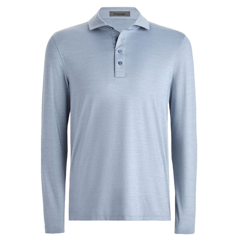 Gfore Rib Gusset Melange Ice Nylon Sun Golf Polo Heather Slate – FA24 Men