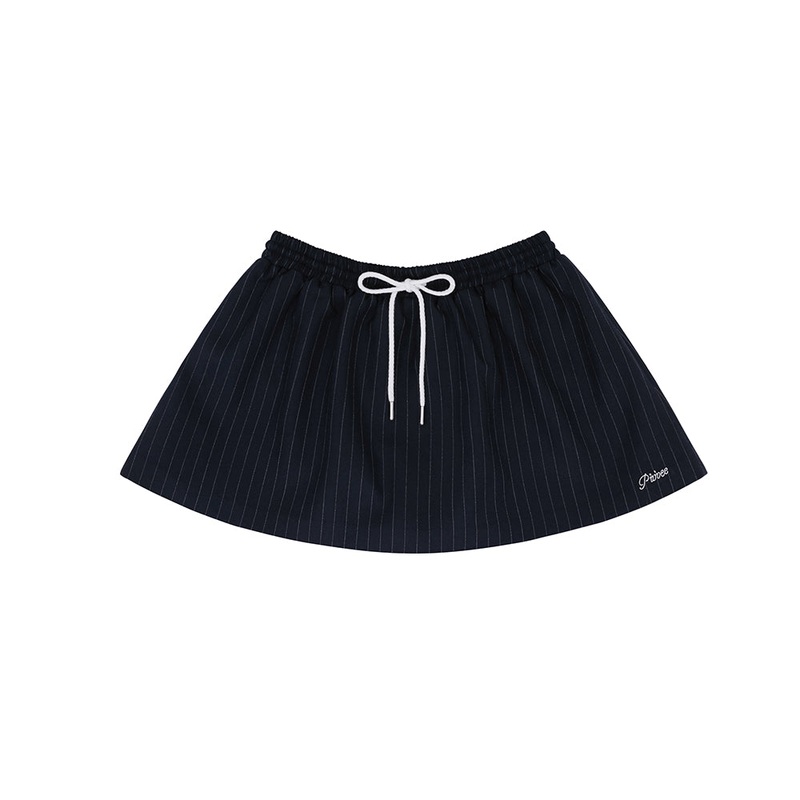 Piv’vee Pinstripe Drawstring Mini Skirt