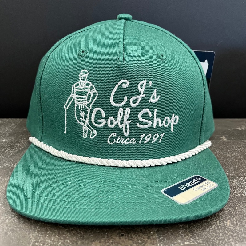 Retro CJ’s Golf Shop Cap – Hunter Green with Rope Trim