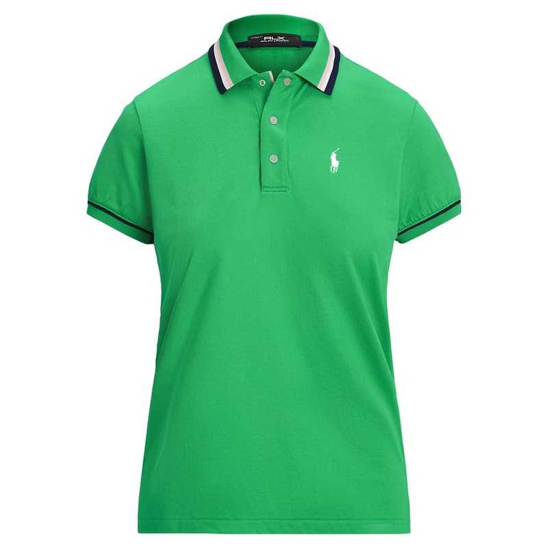 Ralph Lauren Tour Pique Val Golf Polo (Tailored Fit) Tiller Green/Refined Navy/Ceramic White – SP25 Women