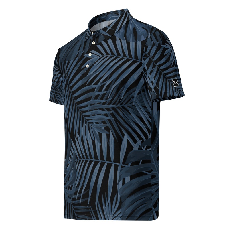 Black Square Golf Palm Mens slim fit polo