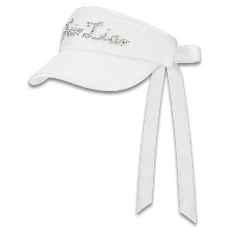 Fairliar Satin Beads Golf Visor White – 24 Women