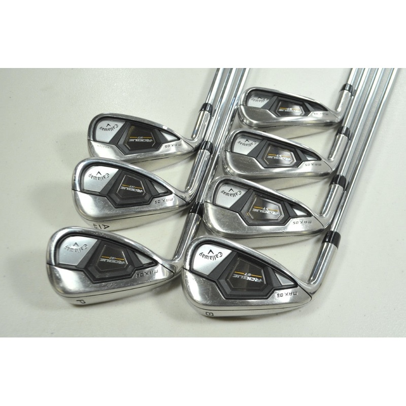 LEFT HANDED Callaway Rogue ST MAX OS 5-PW,AW Iron Set Regular Flex Steel #197992