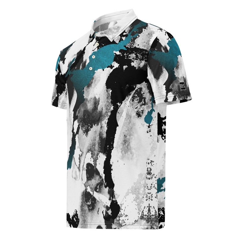 Black Square Golf Splash Mens slim fit polo