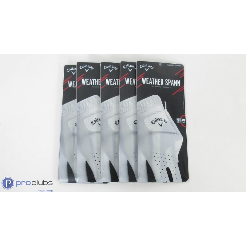 New! 5pc-Callaway Weather Spann Left Hand Men’s Cadet-XL Golf Gloves-344129