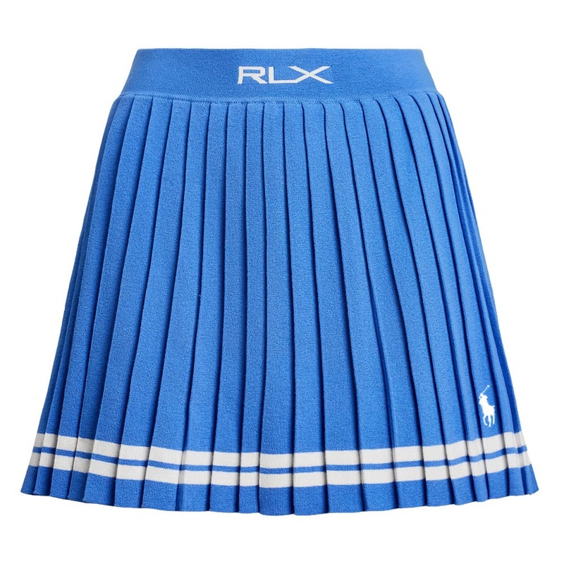 Ralph Lauren Cotton Blend Pleated 16″ Golf Skort Summer Blue/Ceramic White – SP25 Women