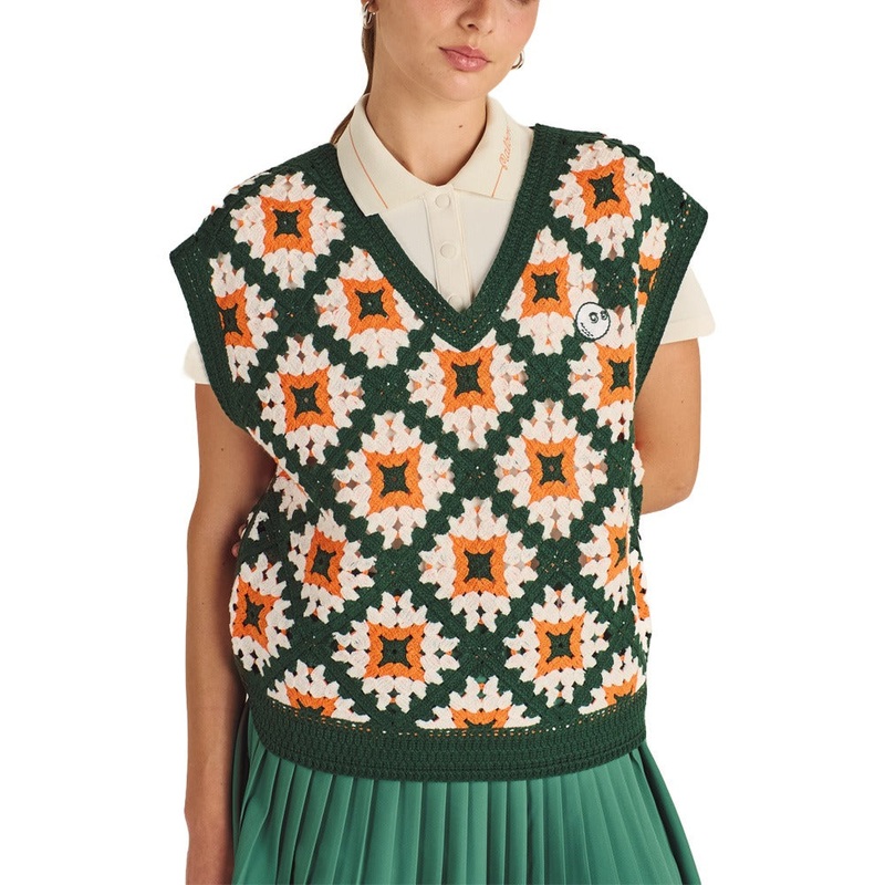 Malbon Bianca Knit Golf Vest Ivory Multi – SS25 Women