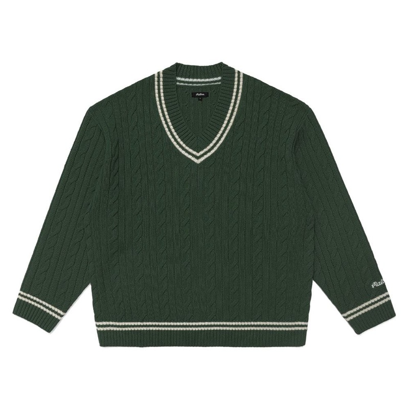 Malbon Ivy Cable Knit Oversized Golf Sweater Hunter Green – FW22 Men