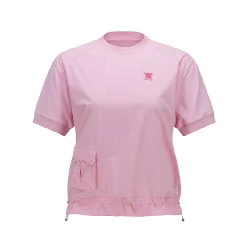 ANEW GOLF WOMEN WOOVEN BLOCK MOCK NECK T-SHIRT
