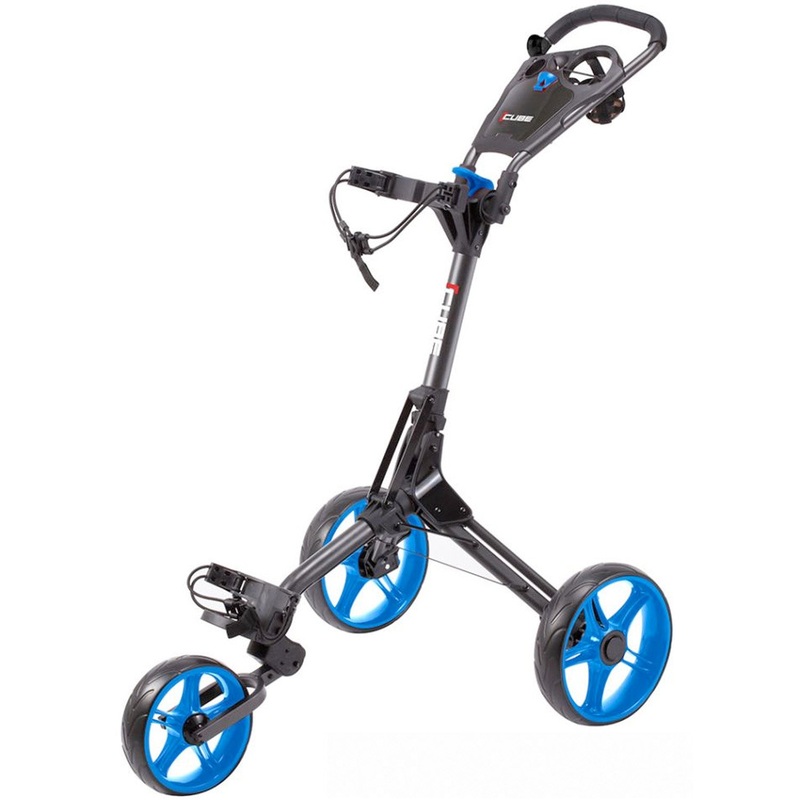 Skymax Cube 3-Wheel Push Golf Trolley – Charcoal/Blue