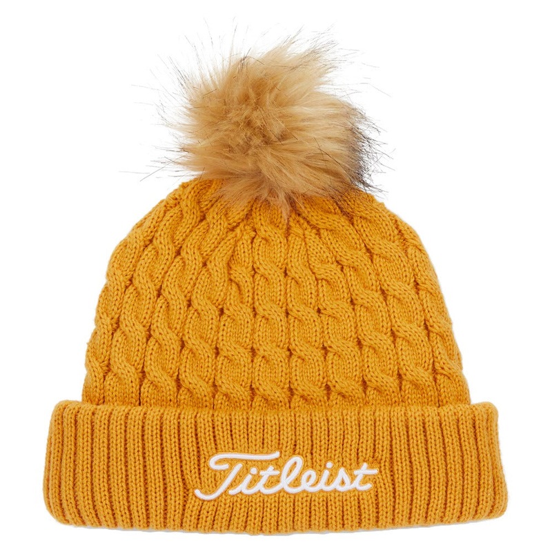 Titleist Cable Knit Pom Pom Golf Beanie Marigold/White – FW24