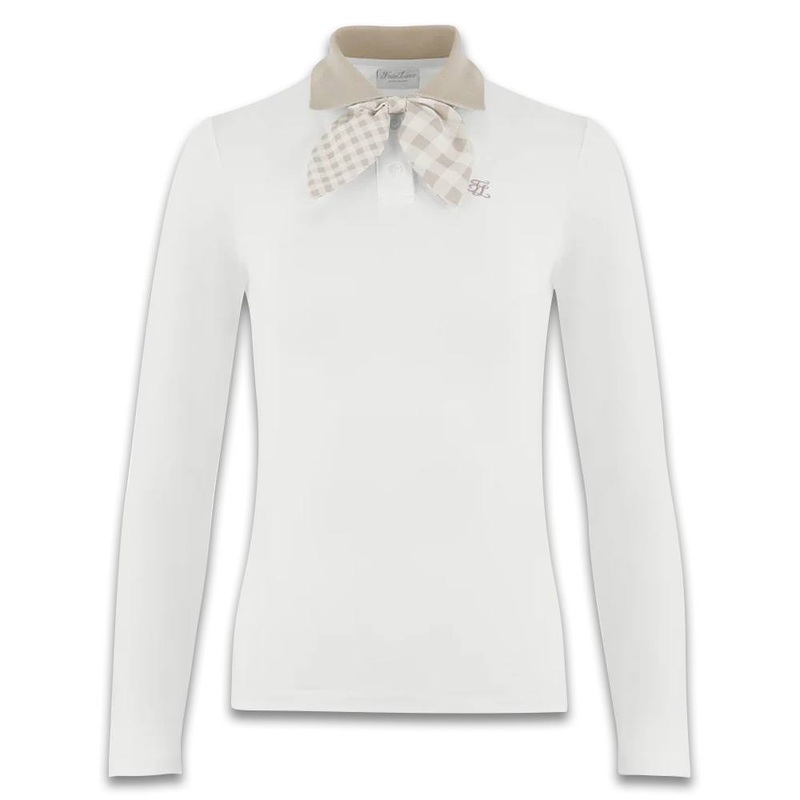 Fairliar Gingham Detachable Ribbon Golf Polo White – FW24 Women
