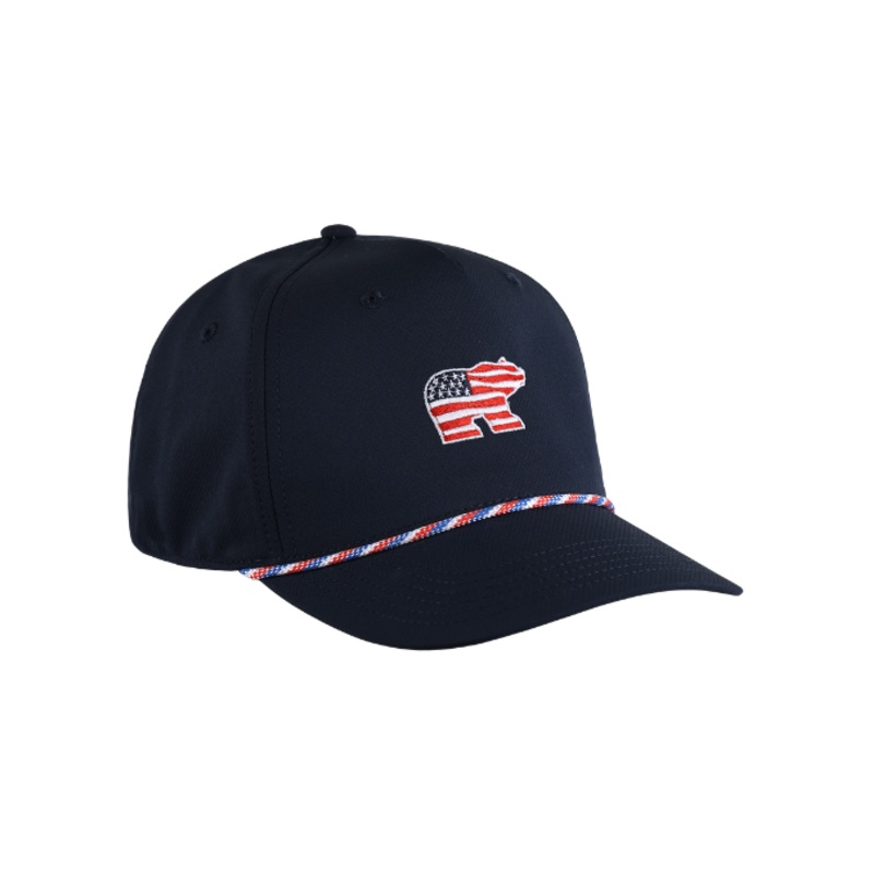 Jack Nicklaus USA Bear Navy Aerosphere Tech Fabric 5-Panel Rope Cap