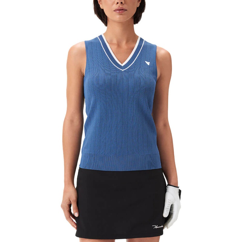 Macade Ana Sleeveless V-Neck Golf Vest Steel Blue – SS25 Women