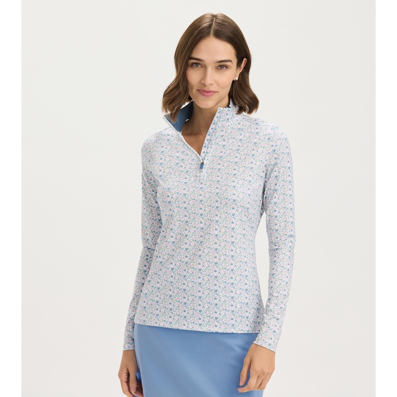 Mini Floral Print Quarter Zip