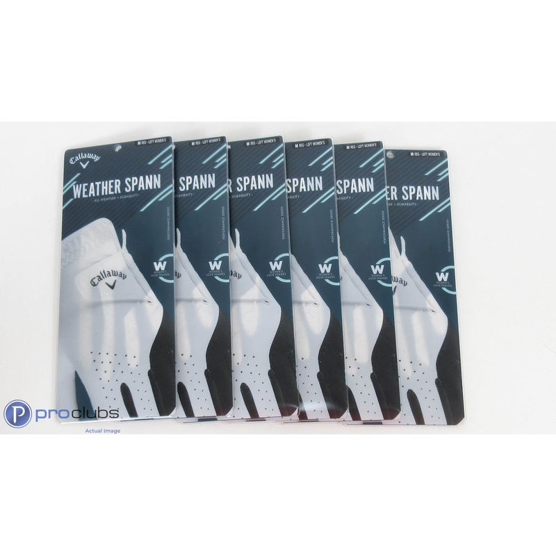 New! 6pc-Callaway Weather Spann Left Hand Women’s Medium Golf Gloves-344091