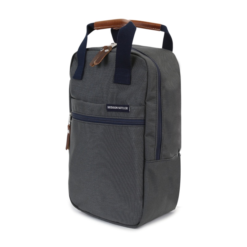 Hudson Sutler Nylon and Leather Golf Shoe Bag – Grey/Navy