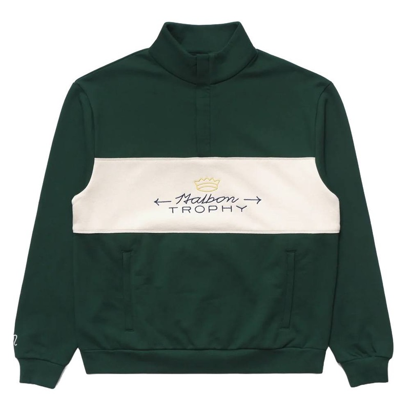 Malbon Trophy Quarter Zip Fleece Golf Sweater Green – FW24 Men