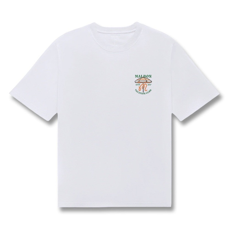 Malbon Vacation Club Shortsleeve Golf T-Shirt White – SS25 Men