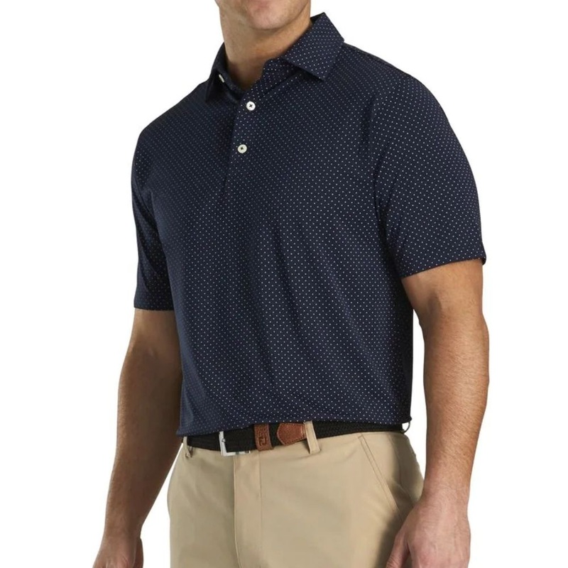 Footjoy Stretch Lisle Dot Print Self Collar Polo