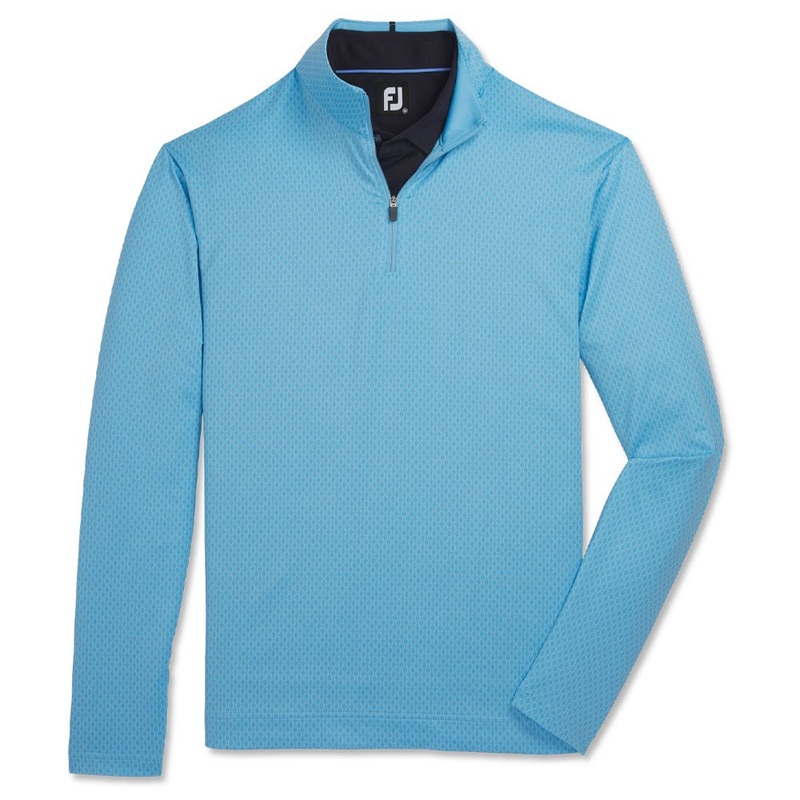 FootJoy Tonal Print Mid Layer Golf Pullover True Blue – FA23 Men
