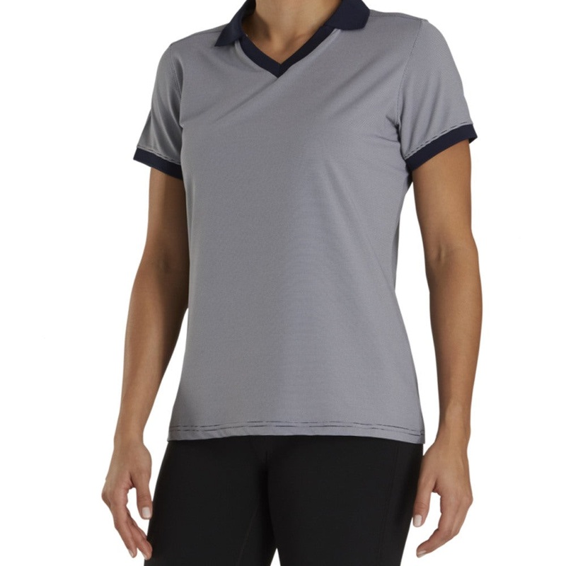 FootJoy End on End Open Collar Golf Polo Navy – SS21 Women