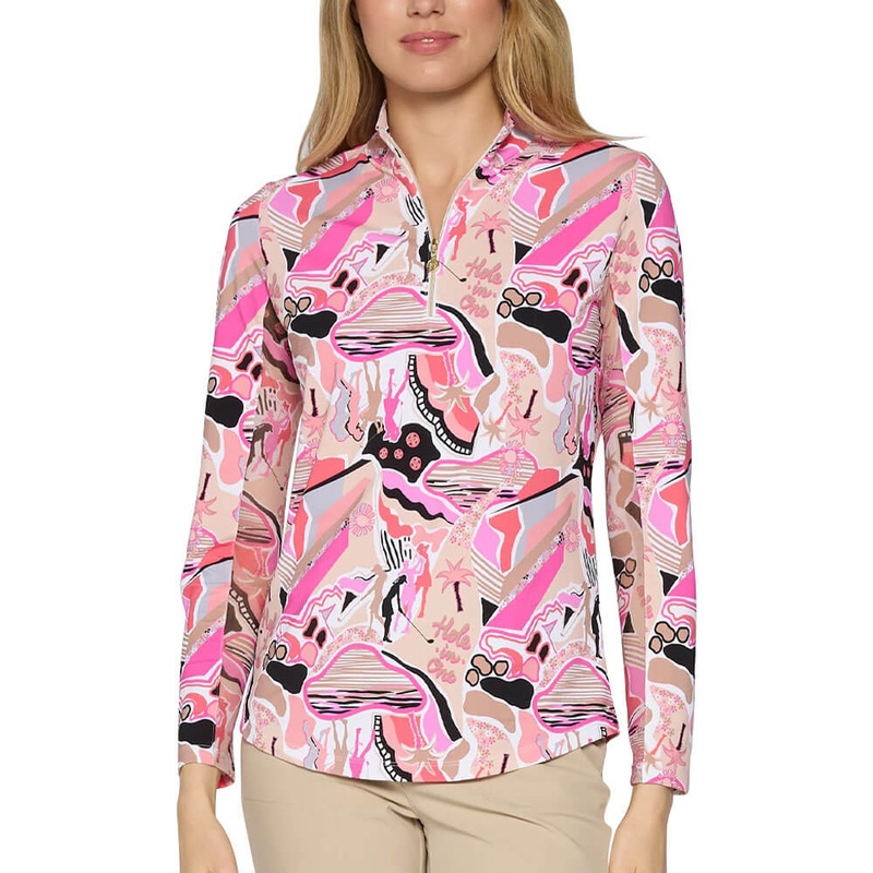 G Lifestyle Q Zip Sun Protection Golf Pullover Beige Golfer – SS25 Women