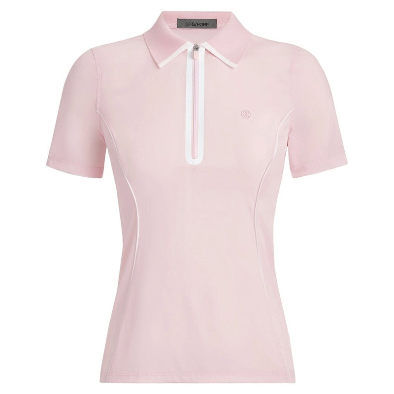 Gfore Lightweight Warp Knit Quarter Zip Golf Polo Blush – FA24 Women